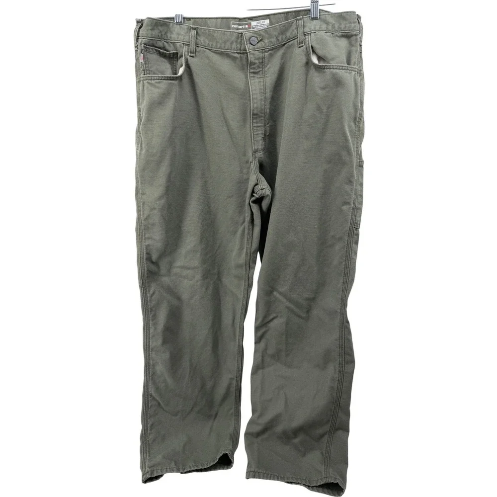Carhartt FR Flame Resistant Loose Fit Work Pants‎ Khaki Green Mens 42x34